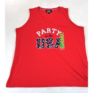 Feeling Festive Tank Top Women Large Red Party in the USA Patriotic 309820